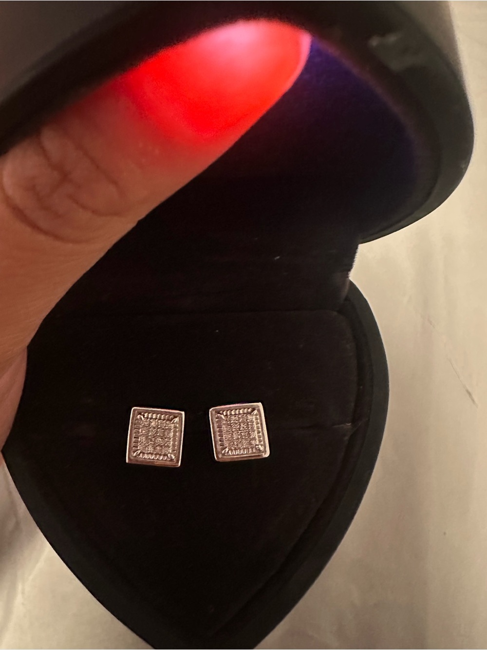 Men's Square Silver Tone Pave Cufflinks